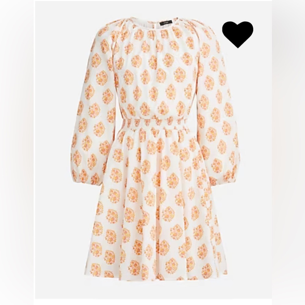 J crew smocked waist mini dress gathered floral block print